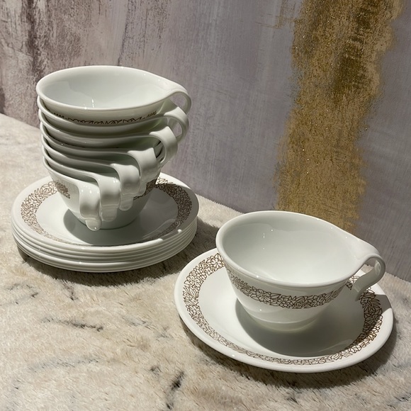 Set of 8 plates/cups vintage Corelle by  Corning. Woodland 1980’s. 💓🎁💝 - Picture 2 of 9